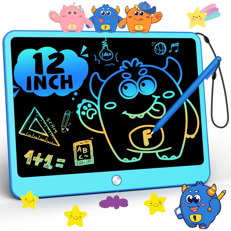 TEKFUN Kids Toys Gifts for 3+ Years Old Boys Girls Toddler  12inch LCD Writing Tablet Erasable Drawing Tablet Writing Pads  Kids Travel Toys Boys Girls Birthday Gifts Age 3 4 5 6 7 (Blue) - Image 1